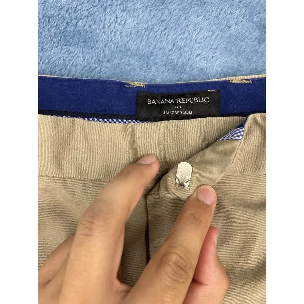 Banana Republic Pants Mens 38x32 Beige 100% Cotton Tailored Slim